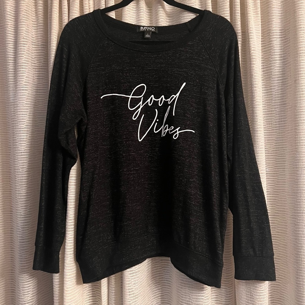 Buffalo David Bitton Charcoal ‘Good Vibes’ Printed Cozy Top